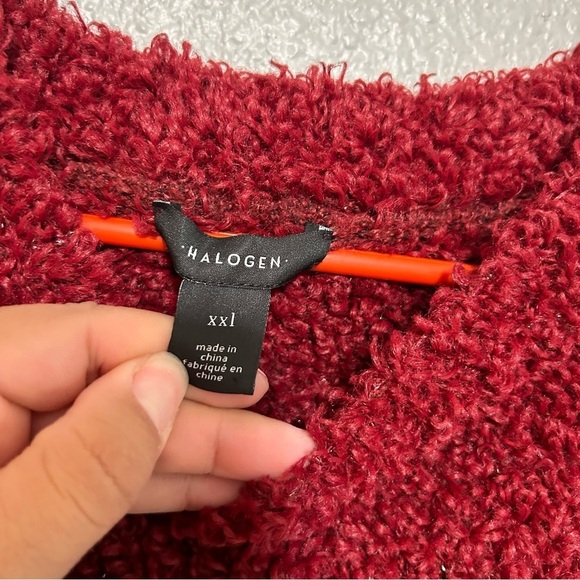 Halogen Crop Bloucle Cozy Sweater Maroon - Picture 7 of 10